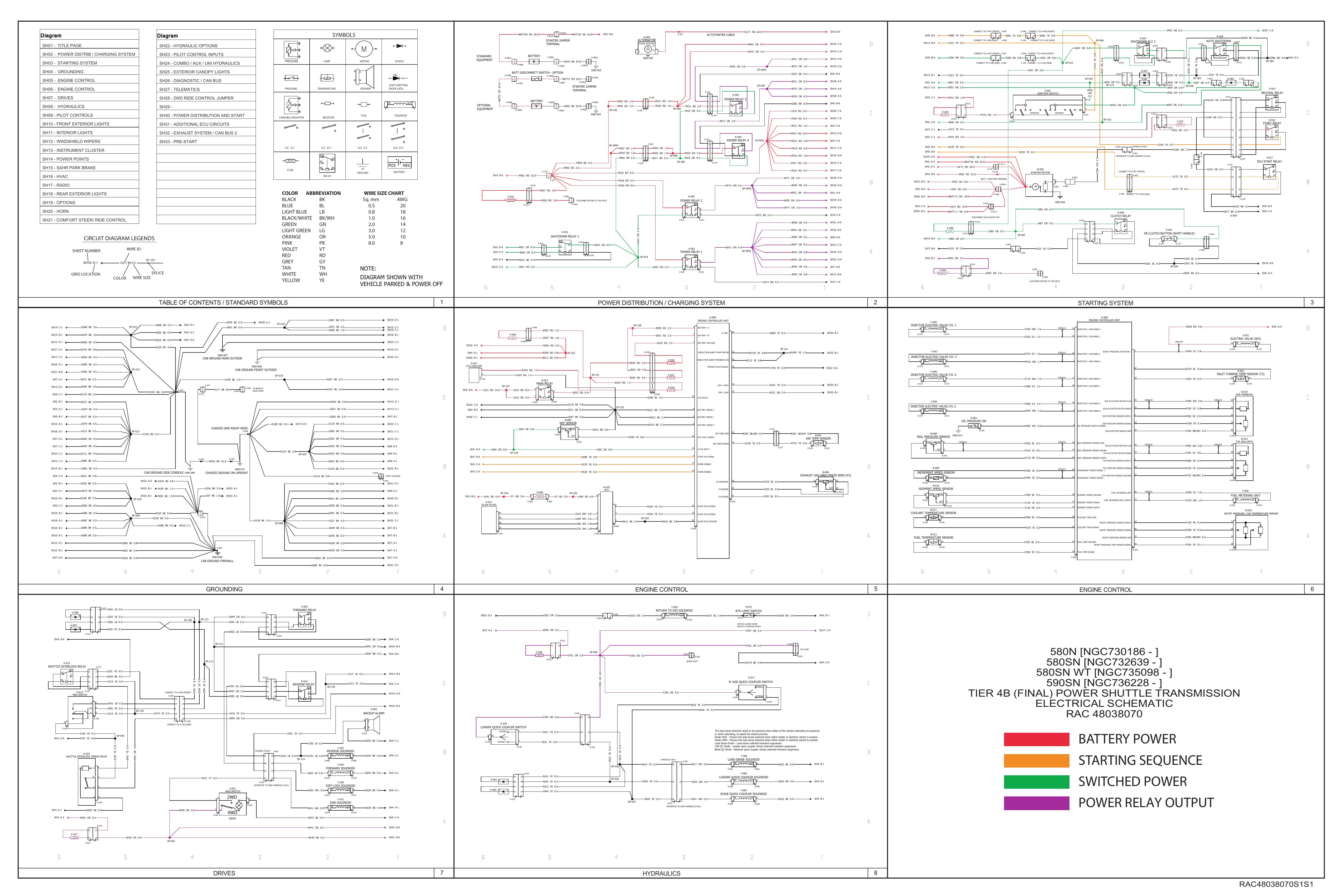 580N 580SN 580SN WT 590SN TIER 4B (FINAL) POWER SHUTTLE TRANSMISSION ELECTRICAL SCHEMATIC